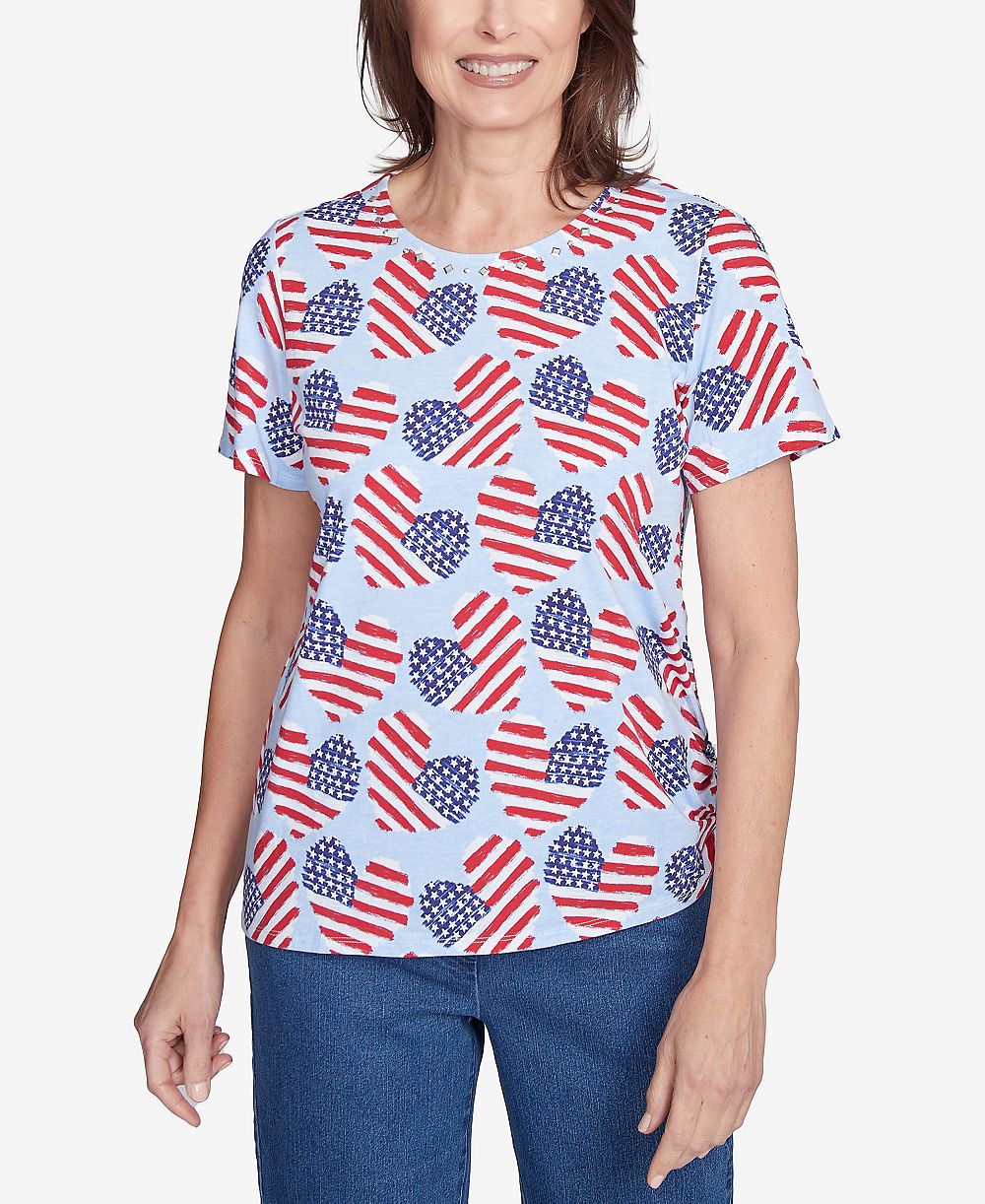 Женский топ Alfred Dunner Petite Flag Heart Side Ruching