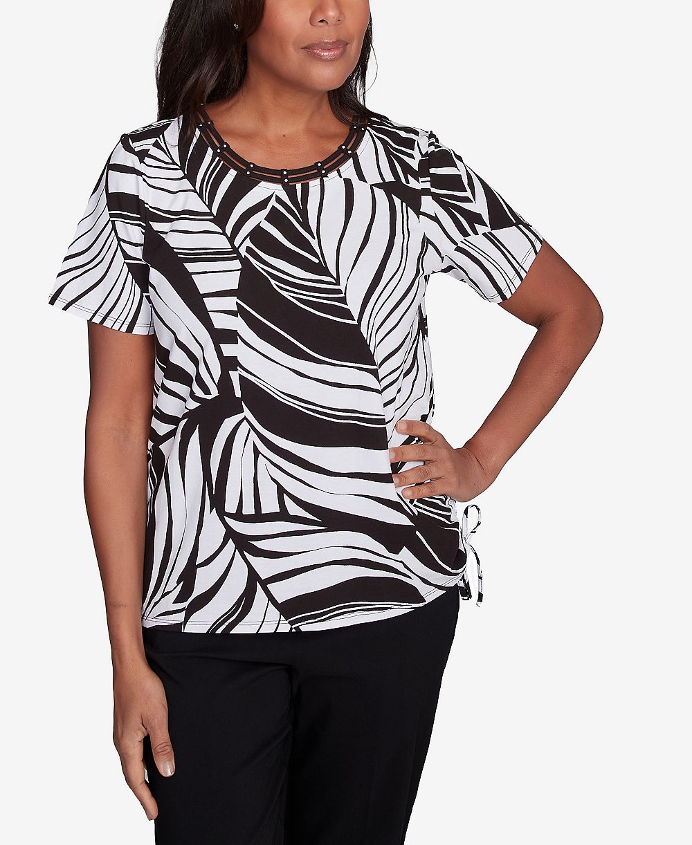 Женский топ Alfred Dunner Petite Twisted Leaves with Side Tie