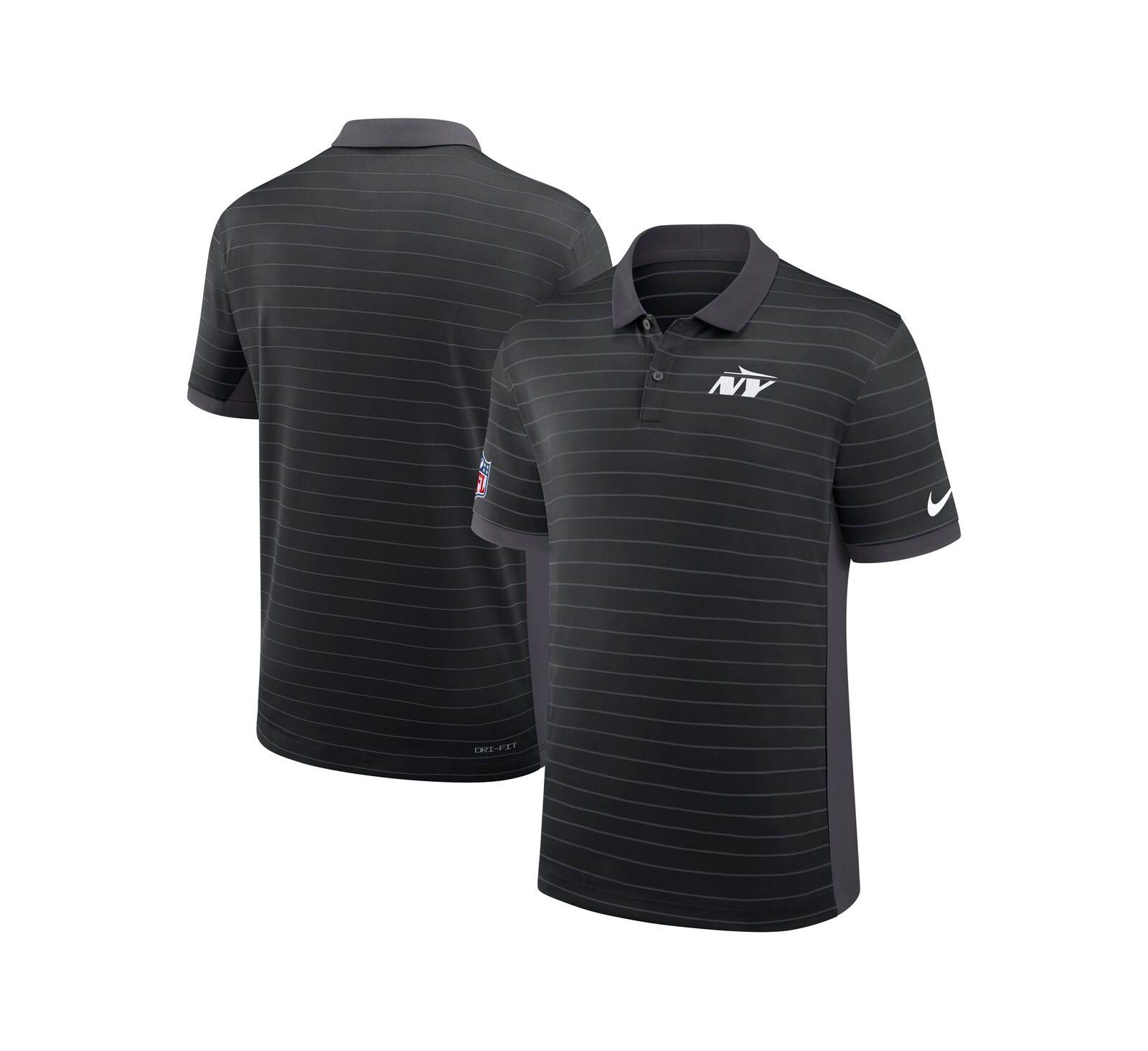 Nike Men's Black New York Jets Sideline Victory Stripe Performance Polo Shirt