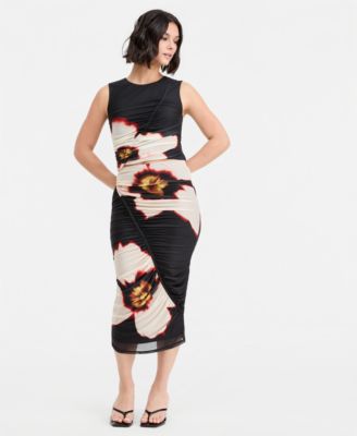 Женская миди-юбка Bar III Plaid Mesh Ruched Bodycon