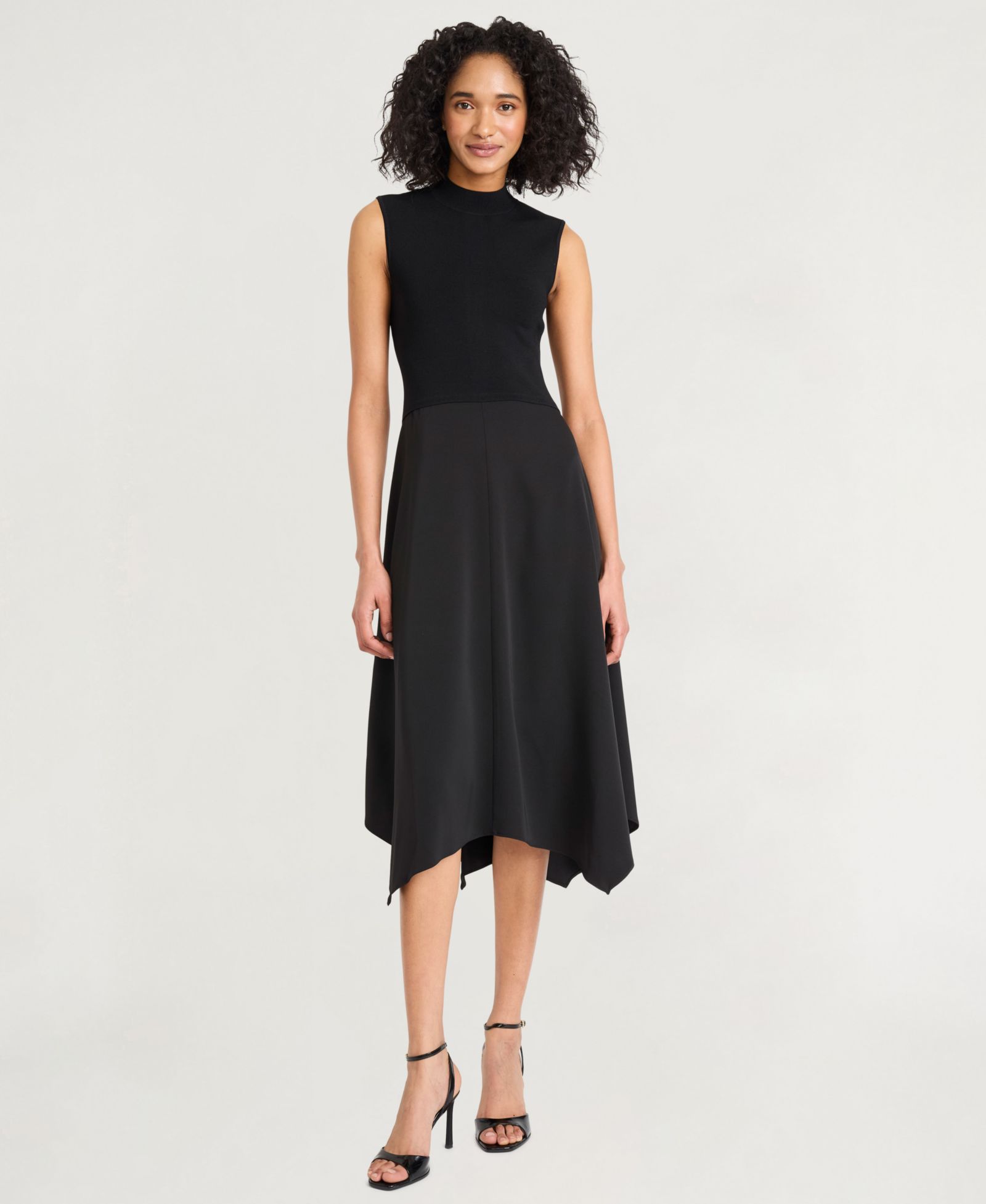 Luxely Женский Crepe Mock-Neck Sleeveless Midi Dress