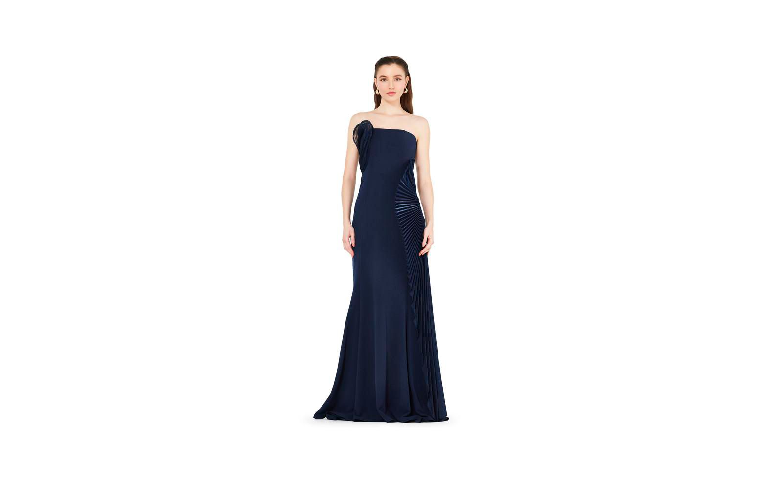 Вечернее платье AMRI 3D Pleated Drape Strapless Gown