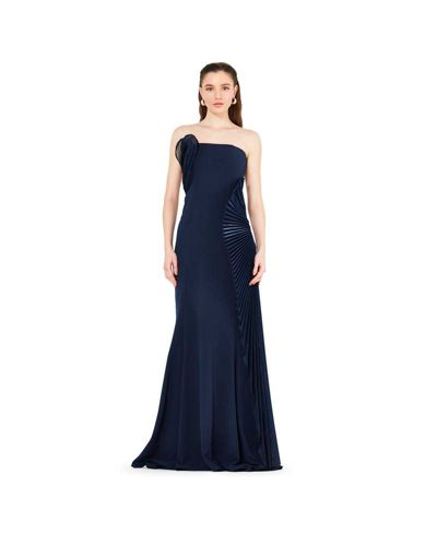 AMRI 3D Pleated Drape Strapless Gown