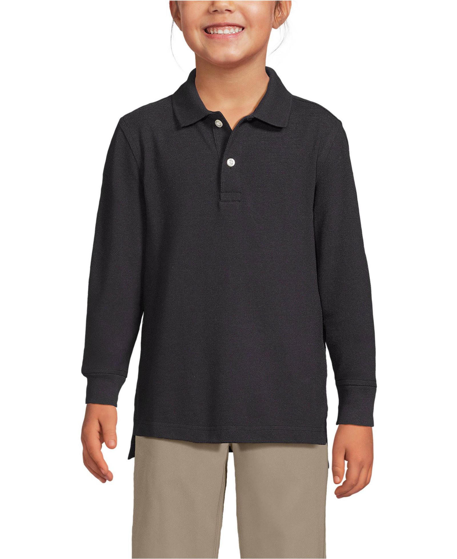 Детский поло Lands' End Long Sleeve Mesh Polo Shirt