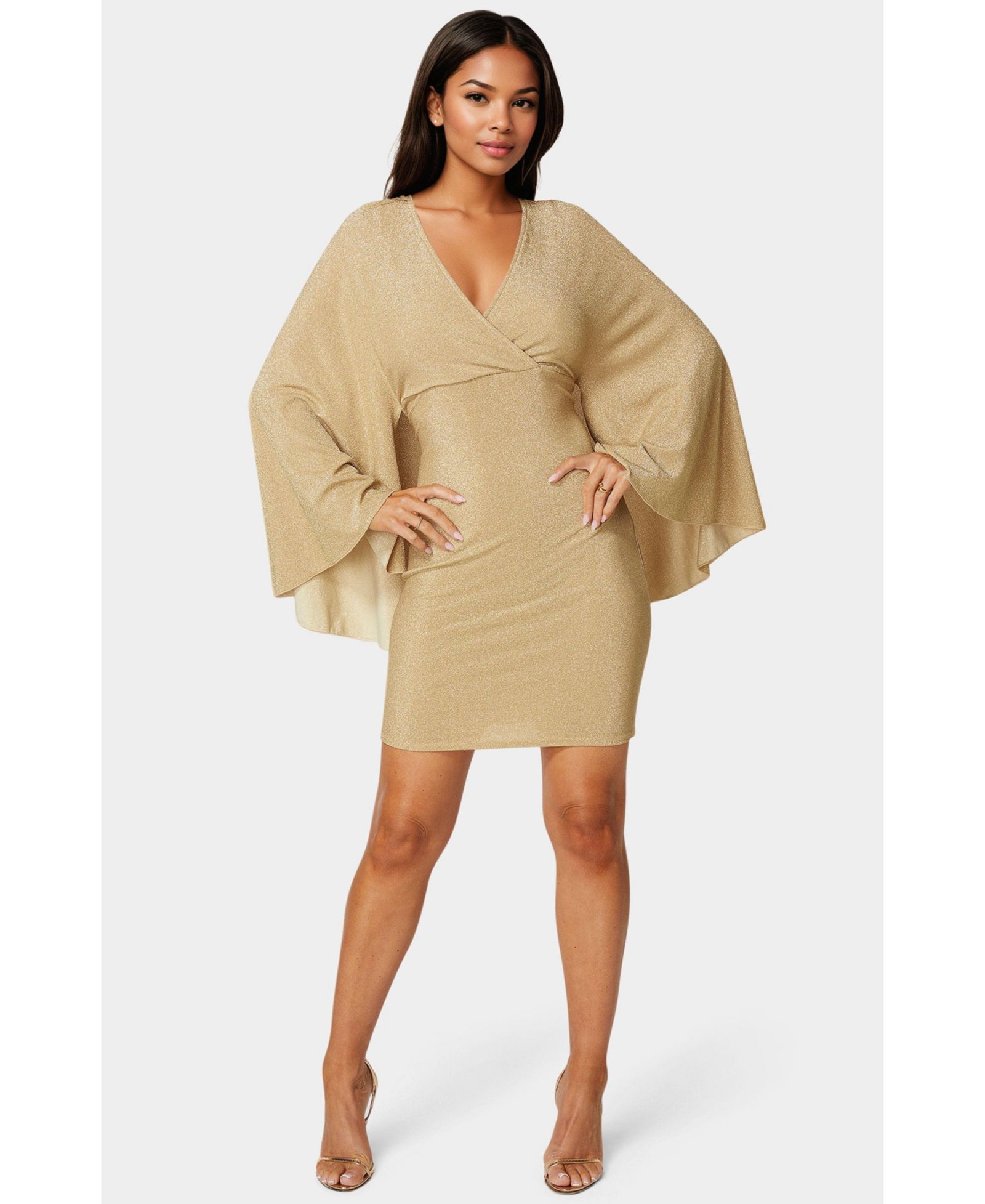 Женское вечернее платье Bebe Women's Plunge Neck Drama Cape