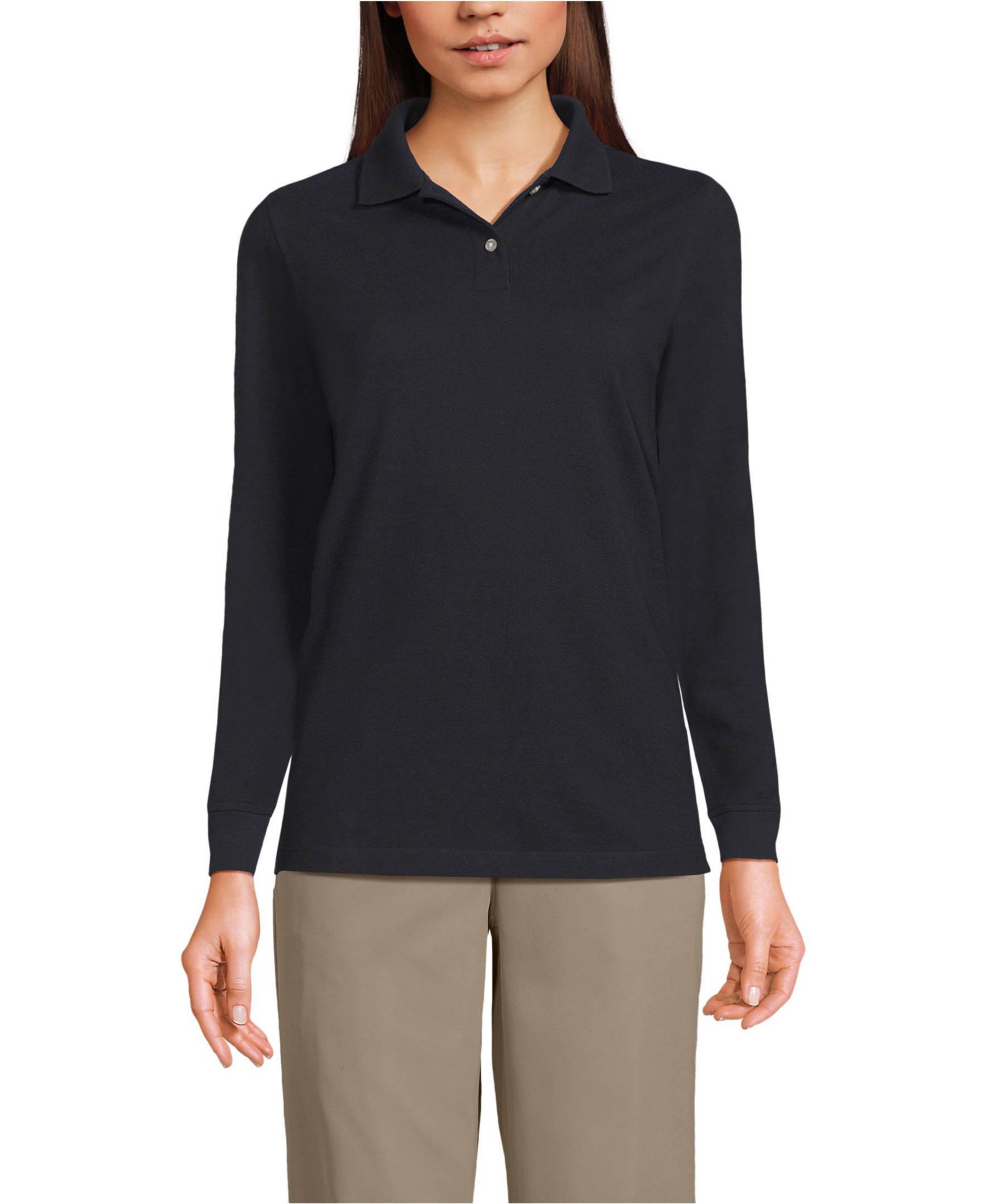 Lands' End Women's Long Sleeve Mesh Polo Shirt