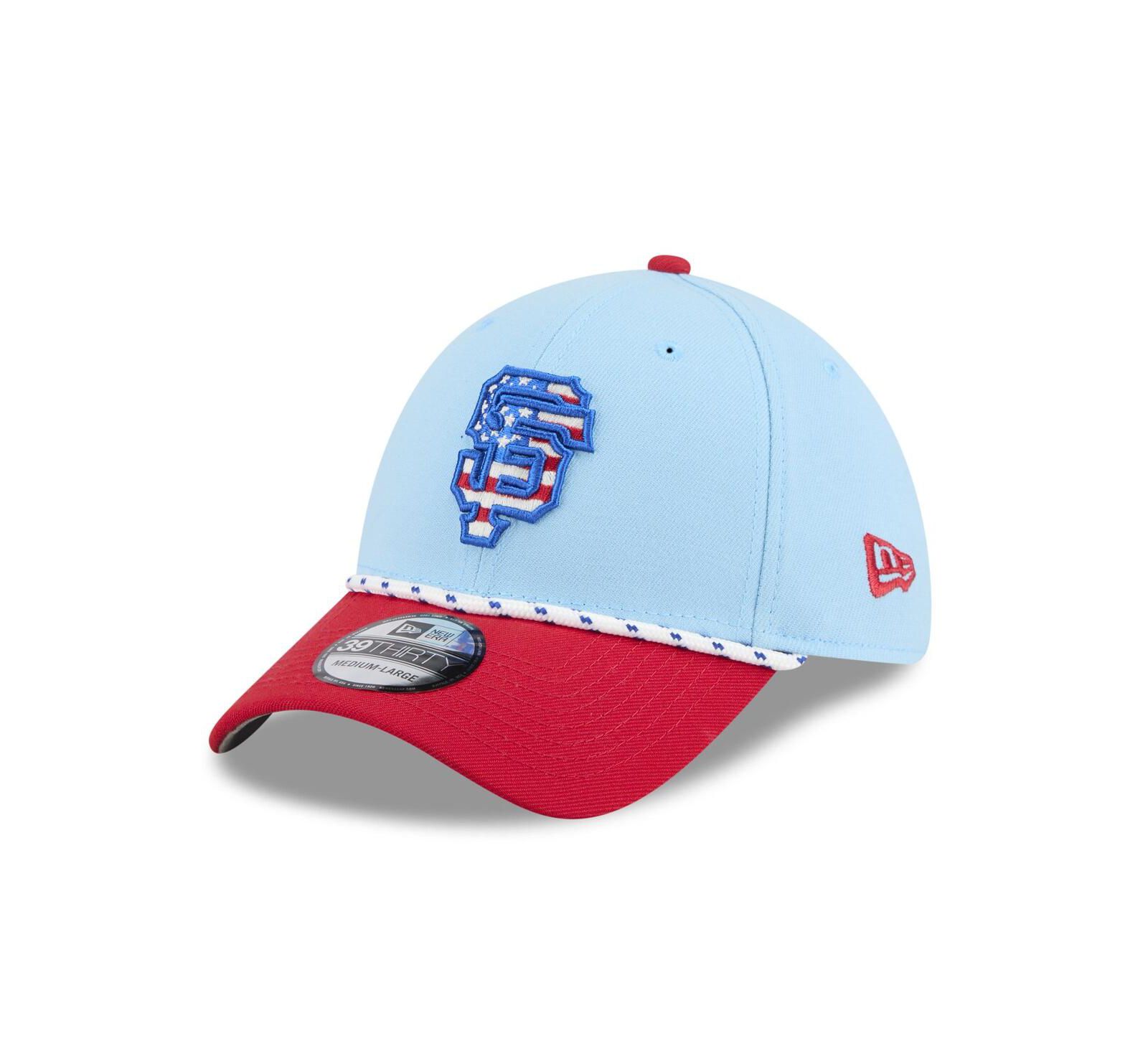 New Era Мужской Light Blue/Red San Francisco Giants 2025 Fourth of July 39THIRTY Flex Hat