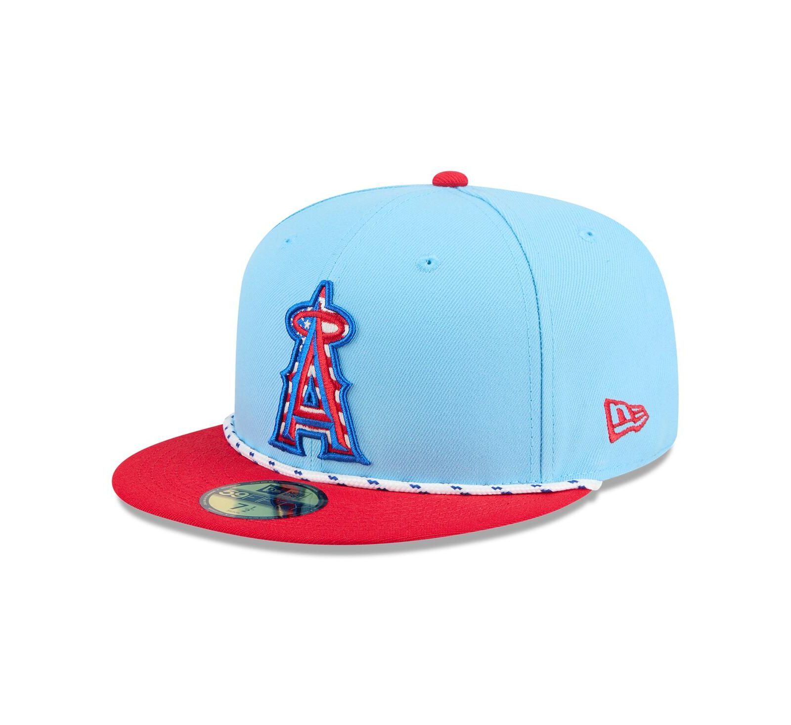 Мужская кепка New Era Los Angeles Angels 2025 Fourth of July 59FIFTY Light Blue/Red