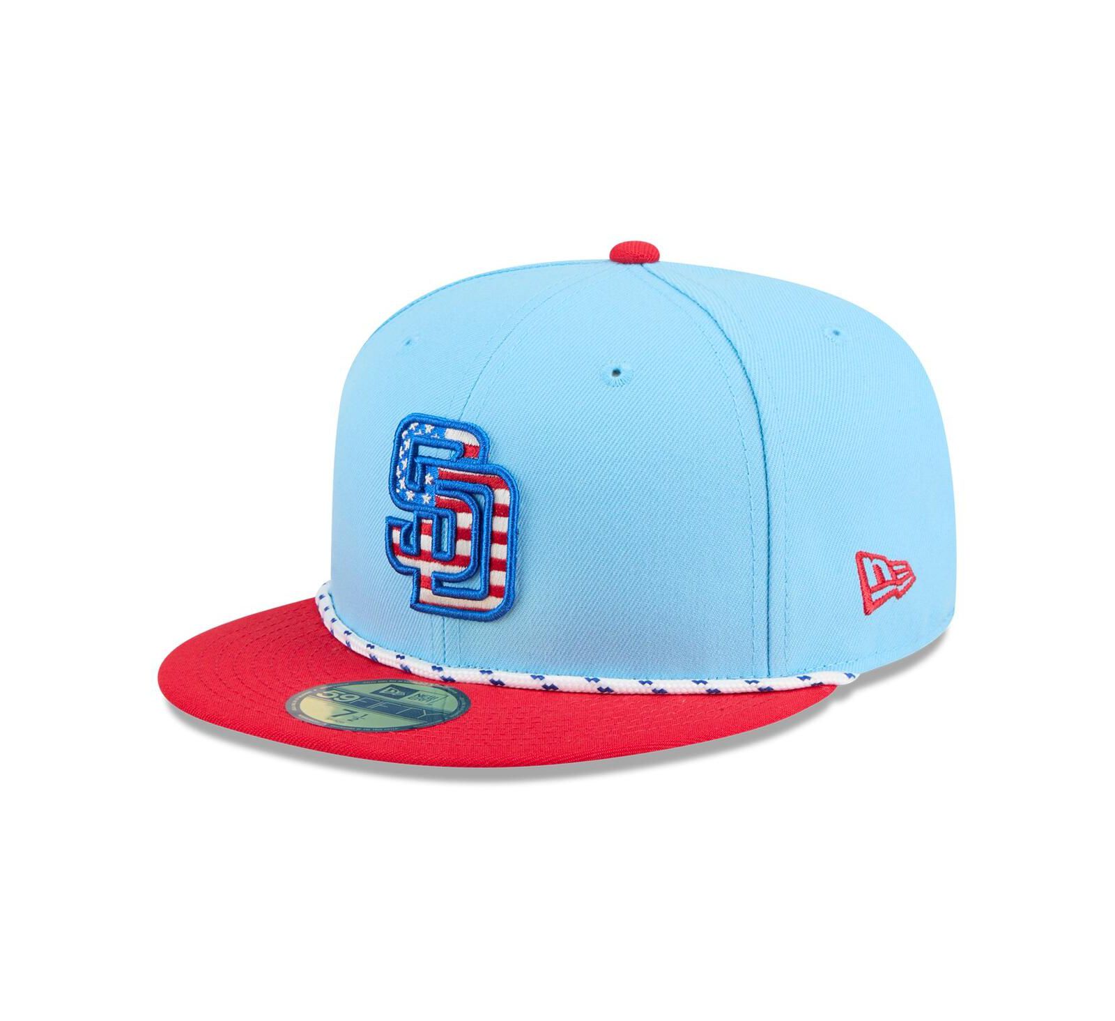 New Era Мужская светло-голубая/красная кепка San Diego Padres 2025 Fourth of July 59FIFTY Fitted