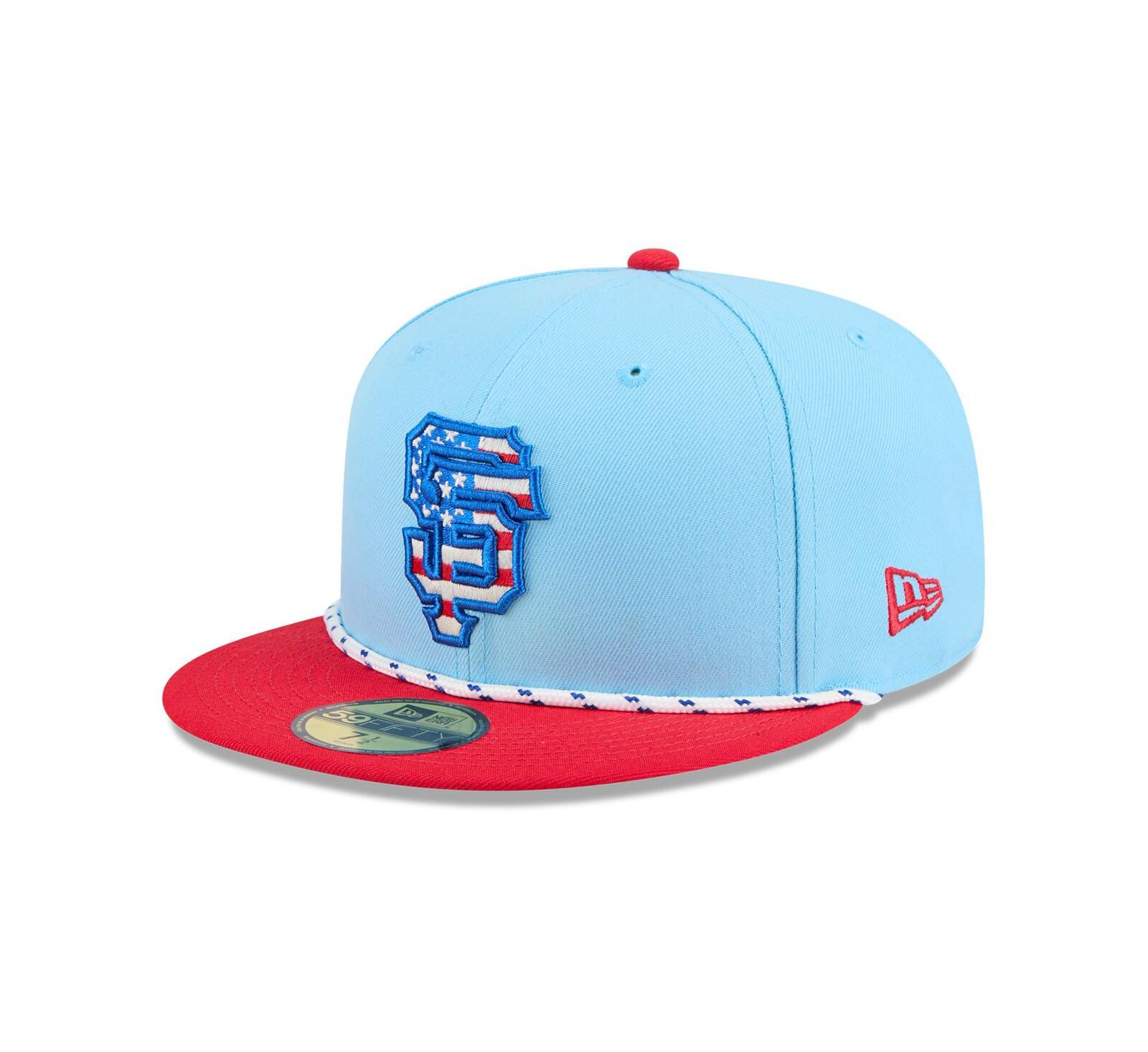 New Era Мужская кепка 59FIFTY San Francisco Giants, светло-голубой/красный, 2025 Fourth of July