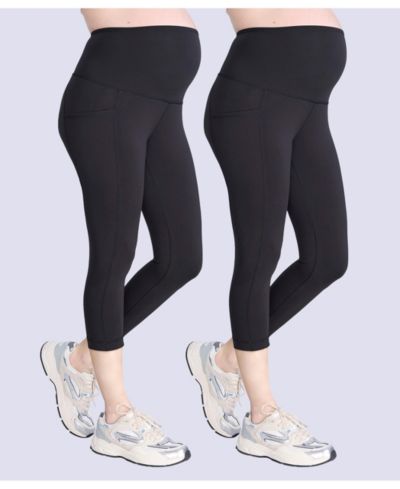 Леггинсы Motherhood Maternity Women's High Waist Over the Belly Active Pocket Crop 2 Pack