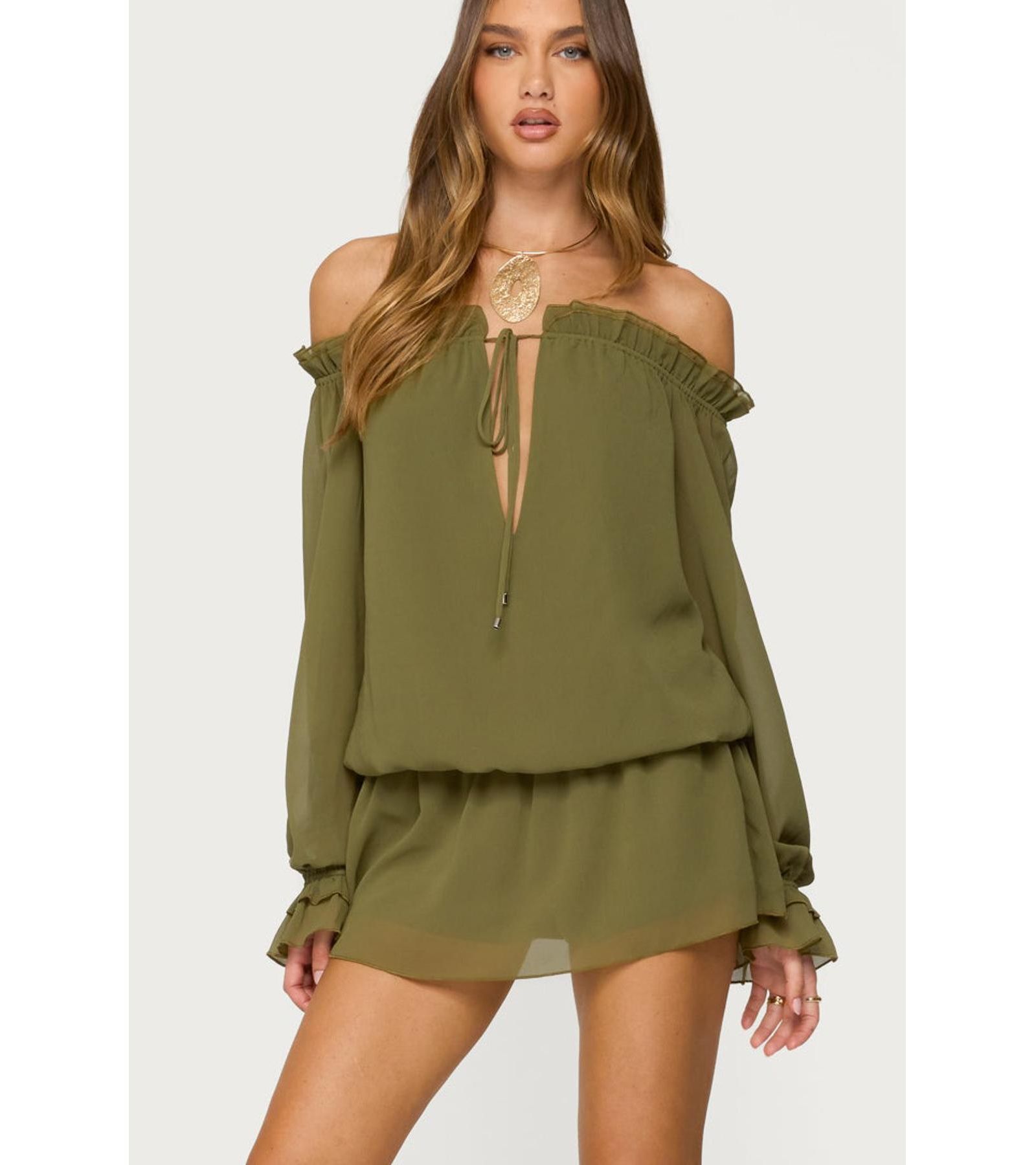Edikted Women's Delphine Off Shoulder Chiffon Romper