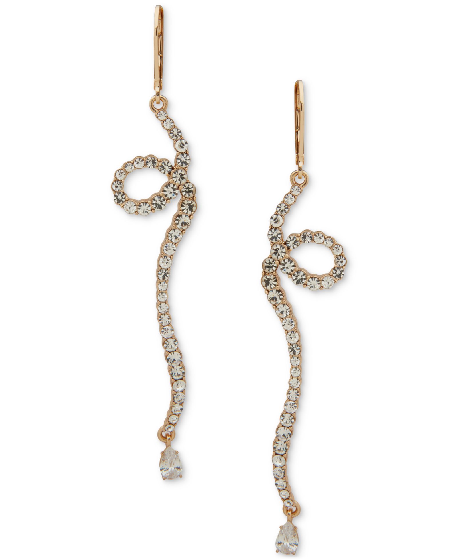 Серьги Emily in Paris Gold-Tone Crystal & Pavé Looped Bar Linear Drop