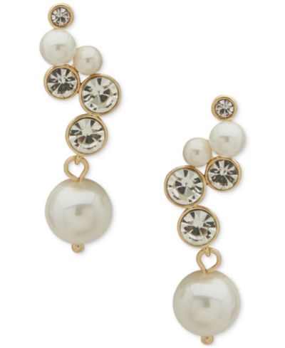 Серьги-клипсы Emily in Paris Gold-Tone Crystal & Imitation Pearl