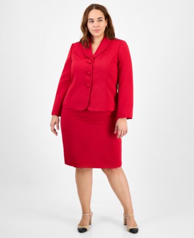 Женский костюм Le Suit Plus Size Shawl-Collar Jacket & Pencil 2 Piece Skirt
