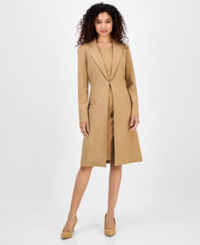 Женский костюм Le Suit Topper Jacket & Sleeveless 2 Piece Dress Suit, Regular & Petite