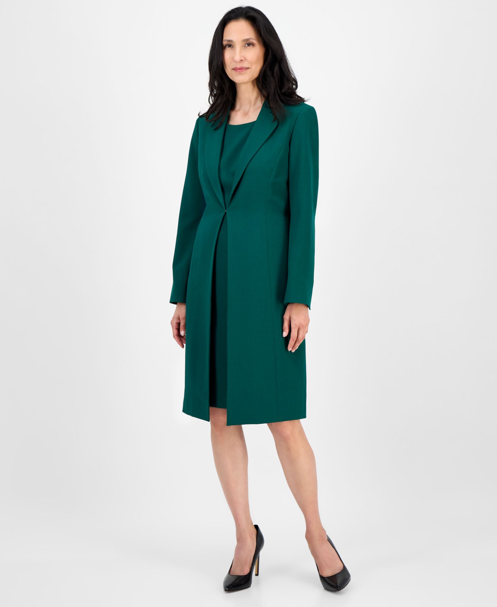 Женский костюм Le Suit Topper Jacket & Sleeveless 2 Piece Dress Suit, Regular & Petite