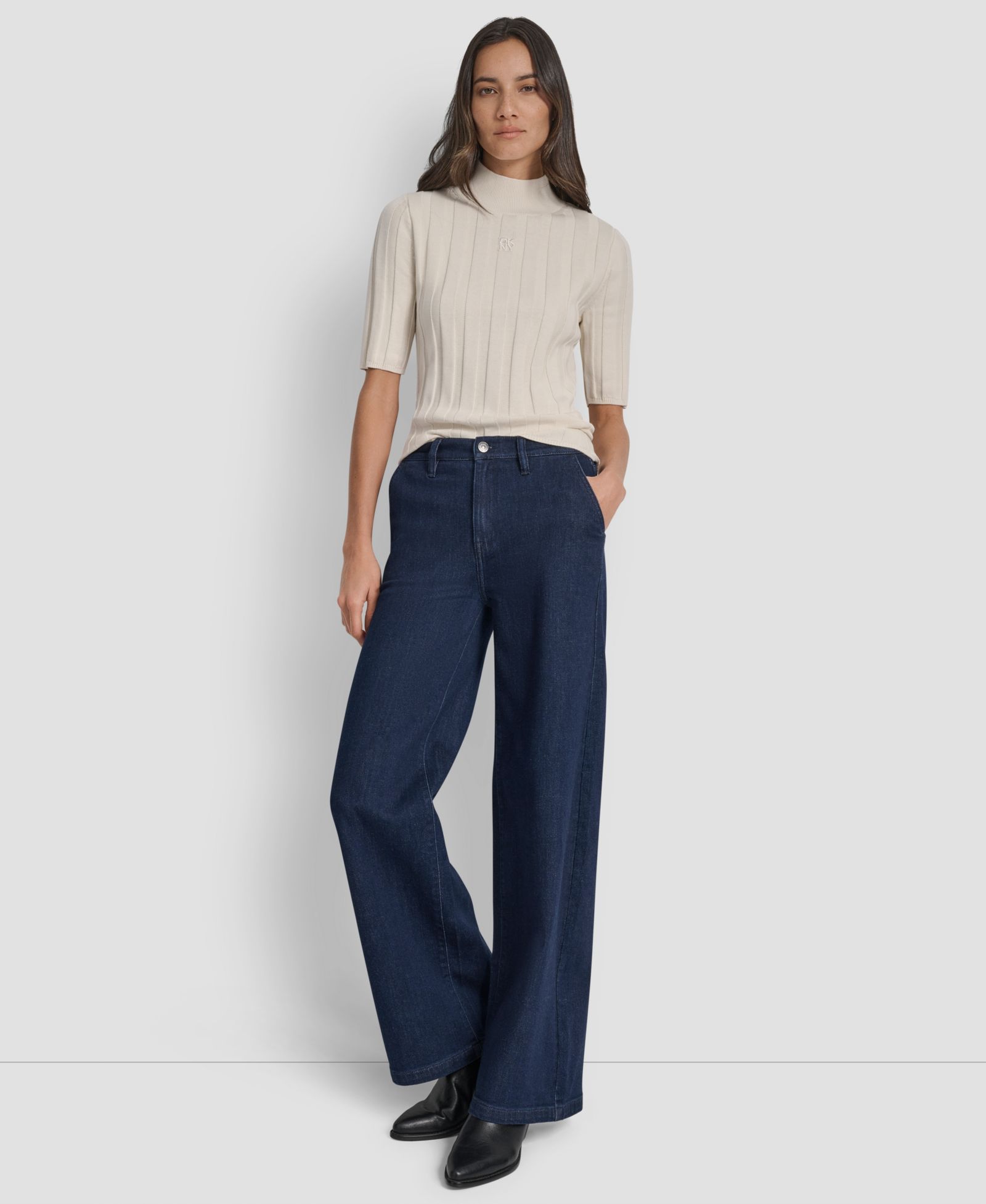 DKNY Jeans Petite High-Rise Tailored Trouser Jeans