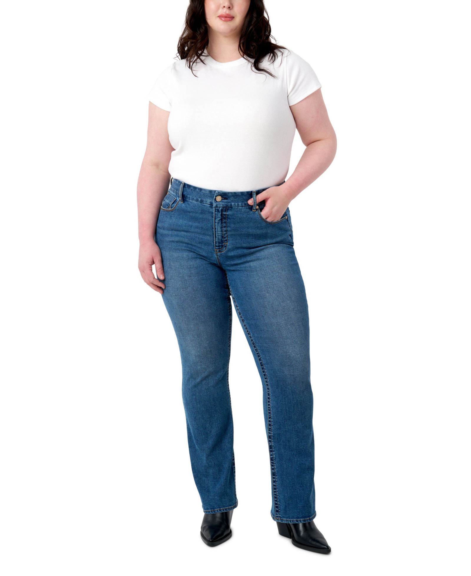 Seven7 Plus Size Tummyless High Rise Bootcut Jeans