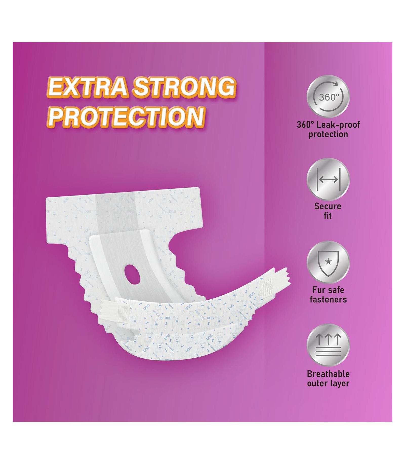 Одноразовые подгузники для собак HoneyCare, Medium, 15-23 inches, 44ct
