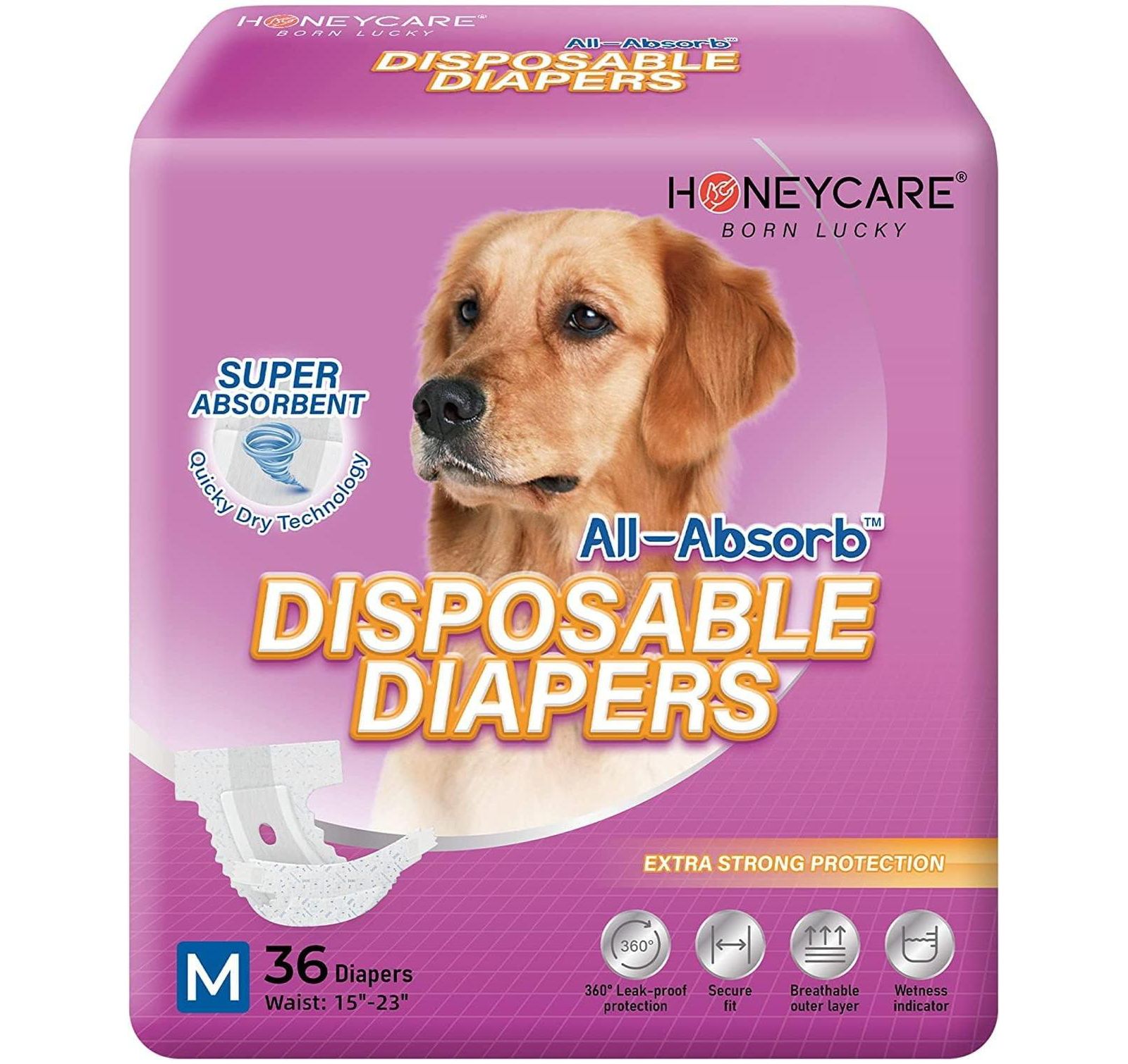 Одноразовые подгузники для собак HoneyCare All-Absorb, Large, 18-27 inches, 72ct