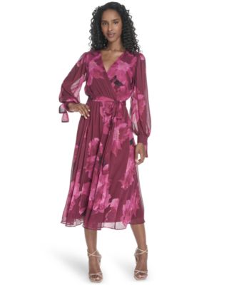 Calvin Klein Women's Tie-Sleeve Midi Dress