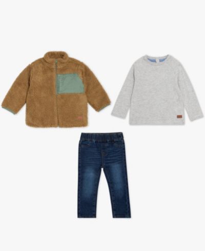 7 For All Mankind Baby Boys' Long Sleeve Jacket, T-Shirt and Jeans, 3-Piece Set