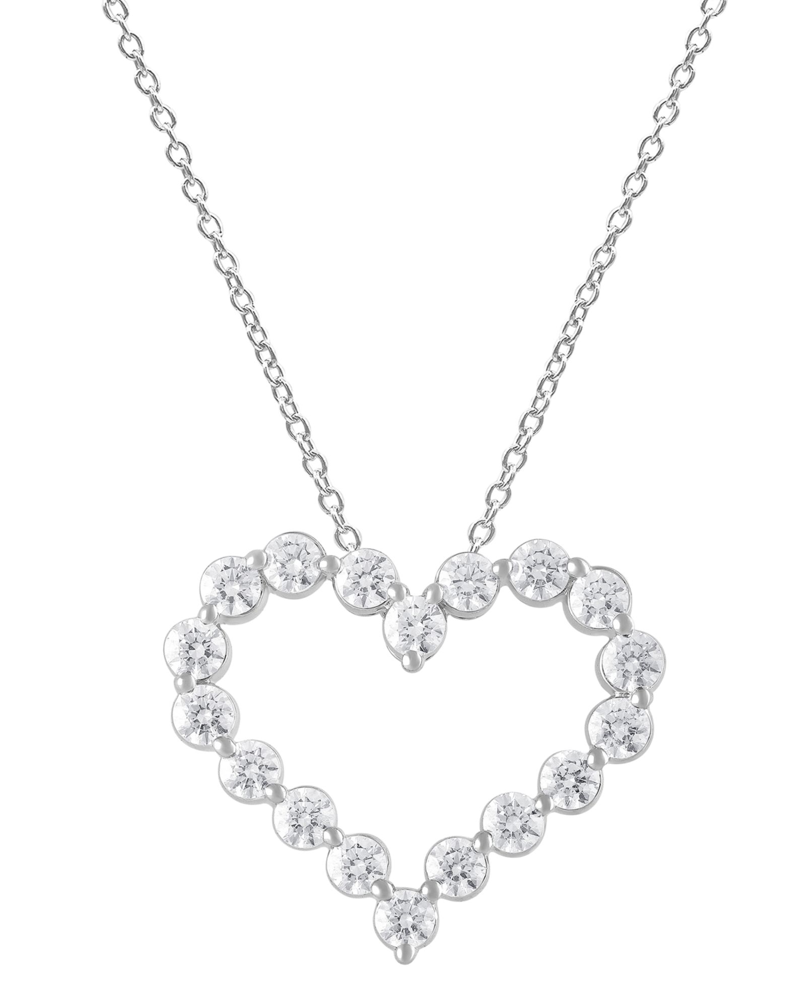 Подвеска-ожерелье Badgley Mischka Lab Grown Diamond Open Heart в 14k White Gold, 16" + 2" extender