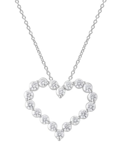 Подвеска-ожерелье Badgley Mischka Lab Grown Diamond Open Heart в 14k White Gold, 16" + 2" extender