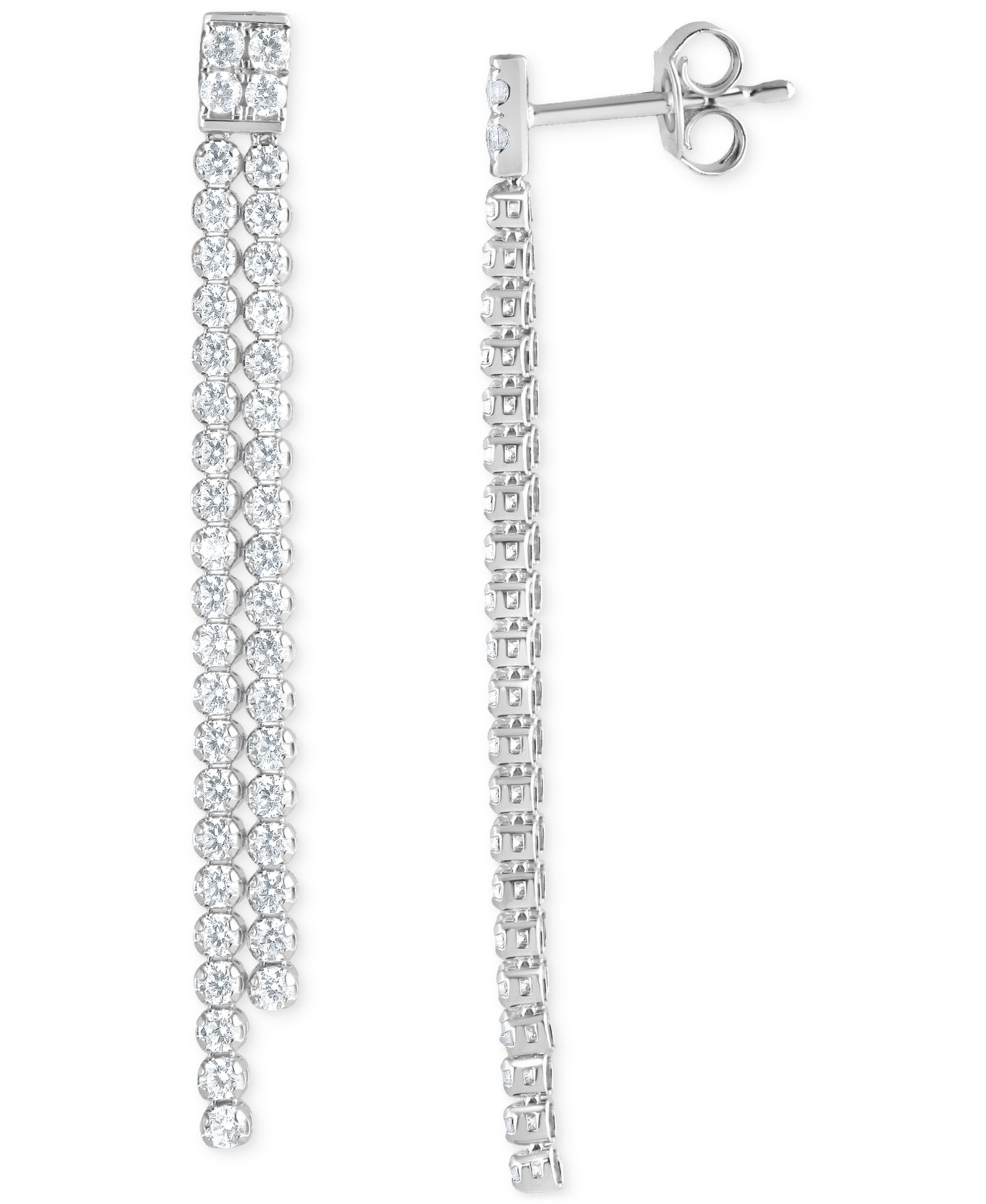Badgley Mischka Серьги-подвески с выращенными бриллиантами Linear Drop в 14k White Gold