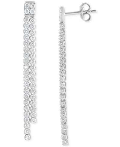 Badgley Mischka Серьги-подвески с выращенными бриллиантами Linear Drop в 14k White Gold