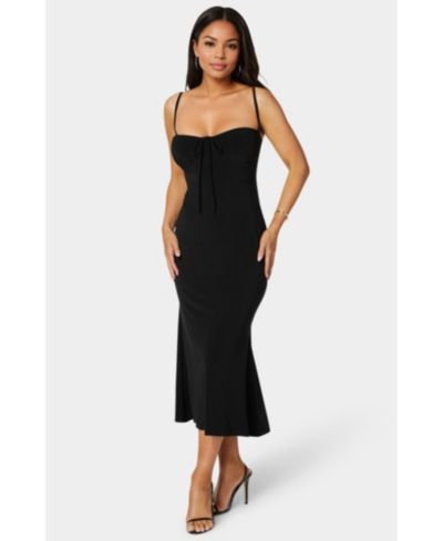 Bebe Women's Bow Front Bustier Knit Slip Midi Dress