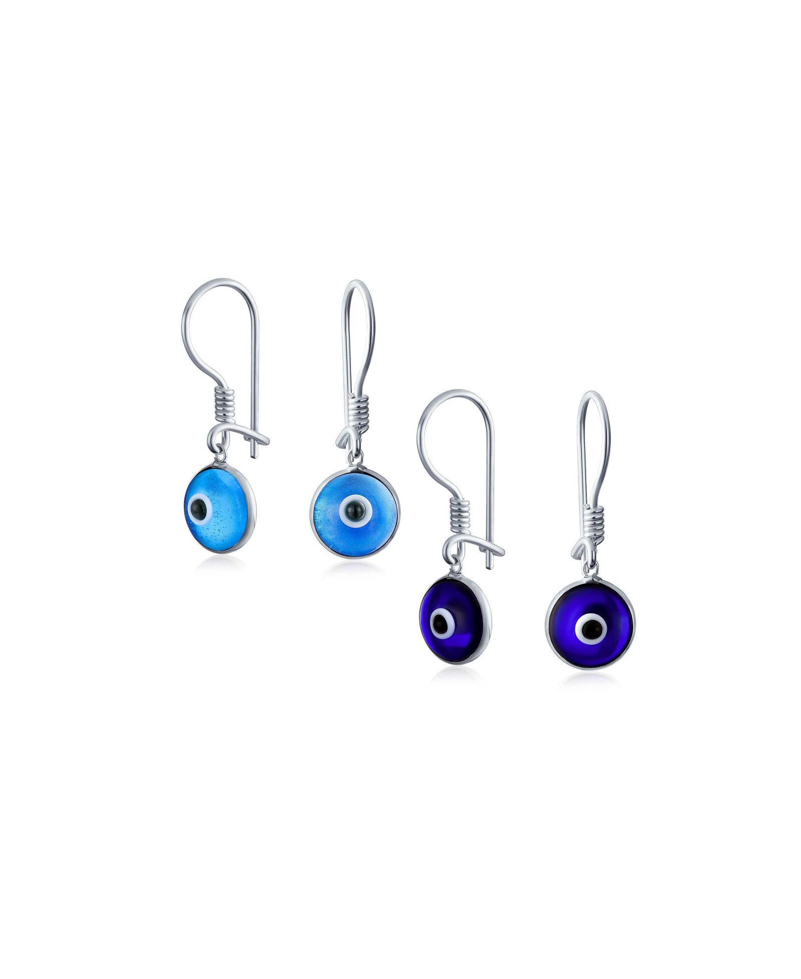 Bling Jewelry Spiritual Pink and White Evil Eye Drop Earrings Sterling Silver (2 Set)