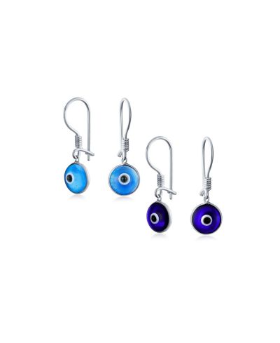 Bling Jewelry Spiritual Pink and White Evil Eye Drop Earrings Sterling Silver (2 Set)