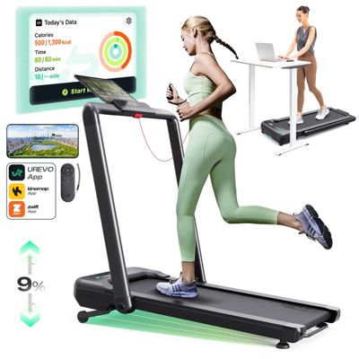 Беговая дорожка UREVO Strol 2S Pro 2-in-1 с автоматическим наклоном 9% и управлением через приложение