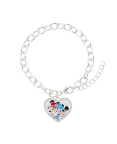 Браслет Disney Mickey and Minnie Cubic Zirconia Football Heart Charm Chain