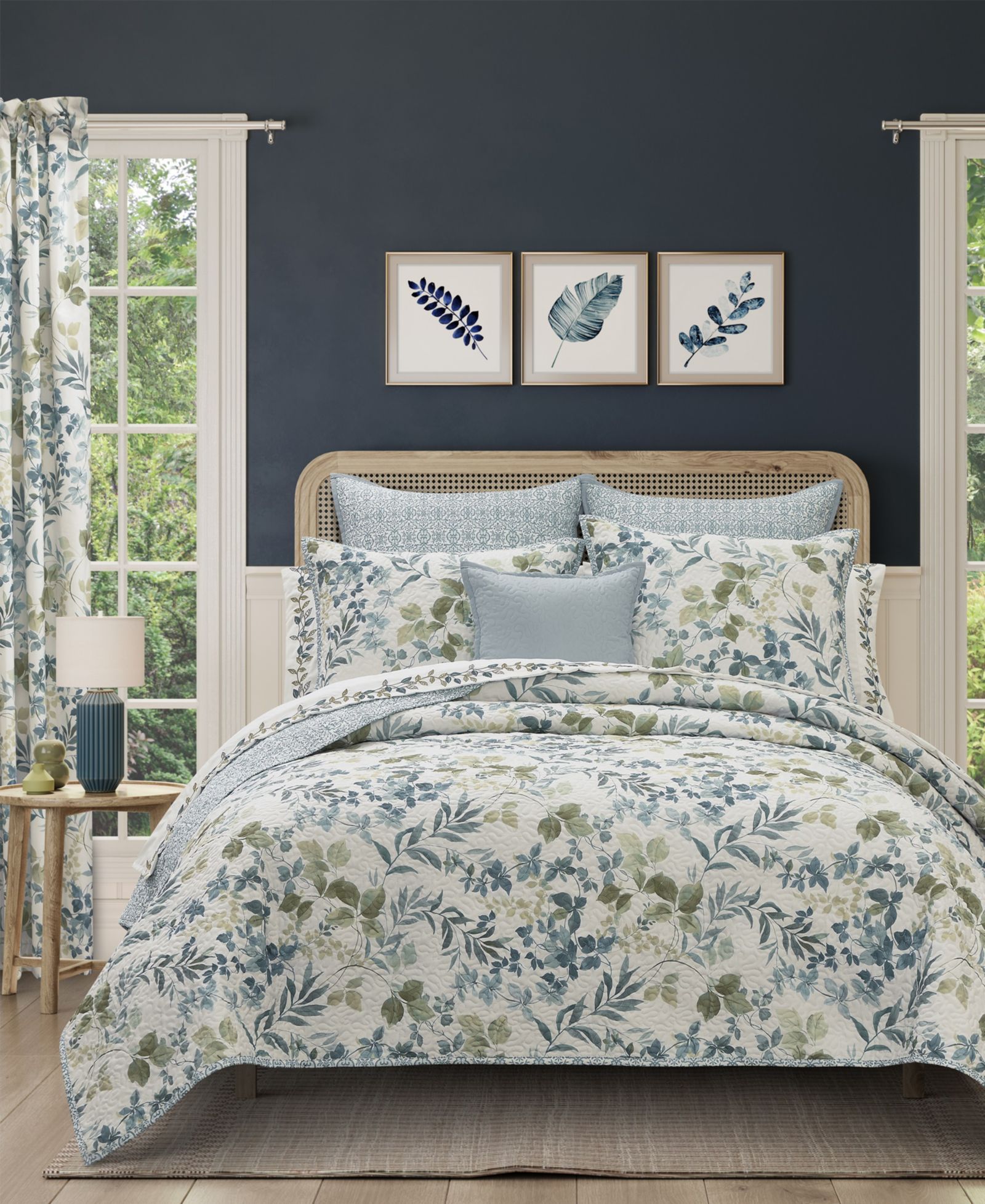 Royal Court Evergreen Botanical Leaf 3-Pc. Quilt Set, Twin/Twin XL