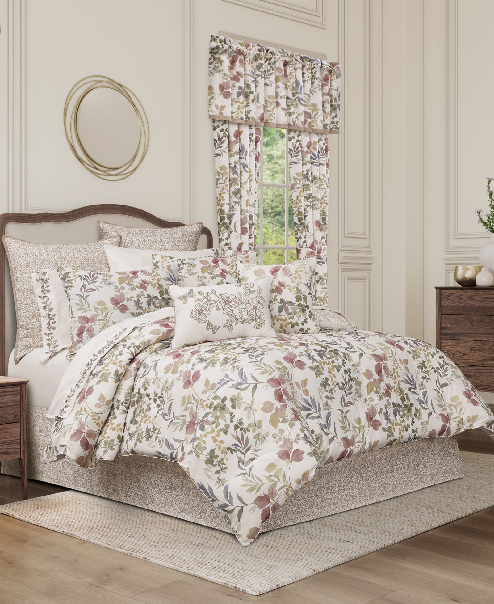 Royal Court Rosewood Botanical Leaf 4-Pc. Comforter Set, King
