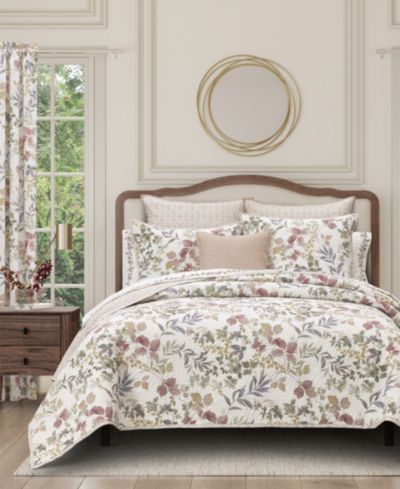 Royal Court Rosewood Botanical Leaf 3-Pc. Quilt Set, King/California King