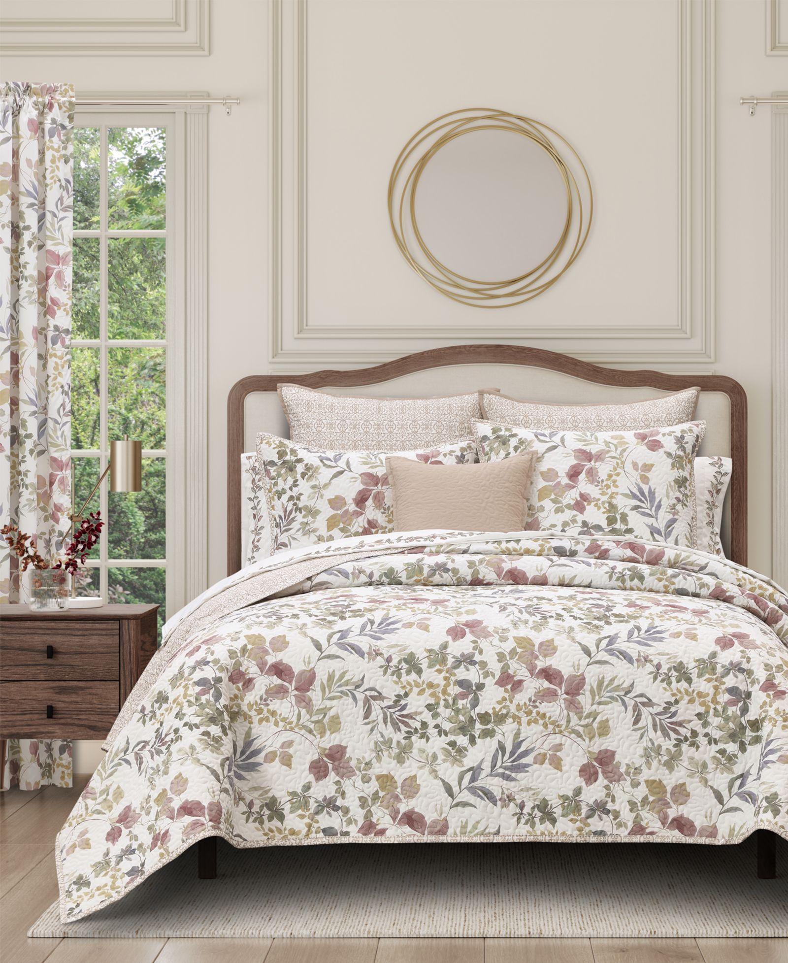 Royal Court Rosewood Botanical Leaf 3-Pc. Quilt Set, Twin/Twin XL