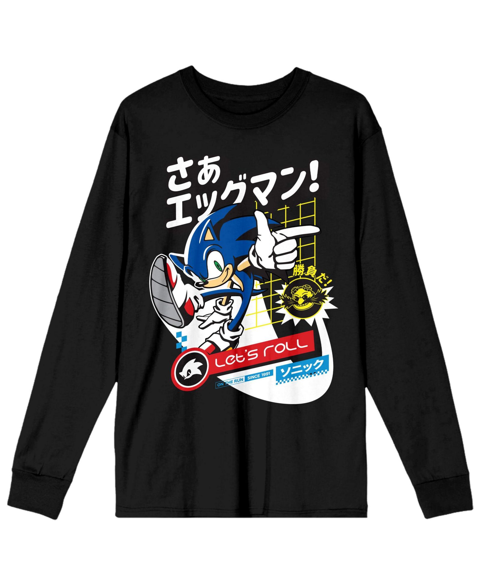 Sonic The Hedgehog Men's Black Long Sleeve Shirt-3XL