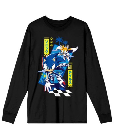 Sonic The Hedgehog Men's Tails Black Long Sleeve Shirt-XXL