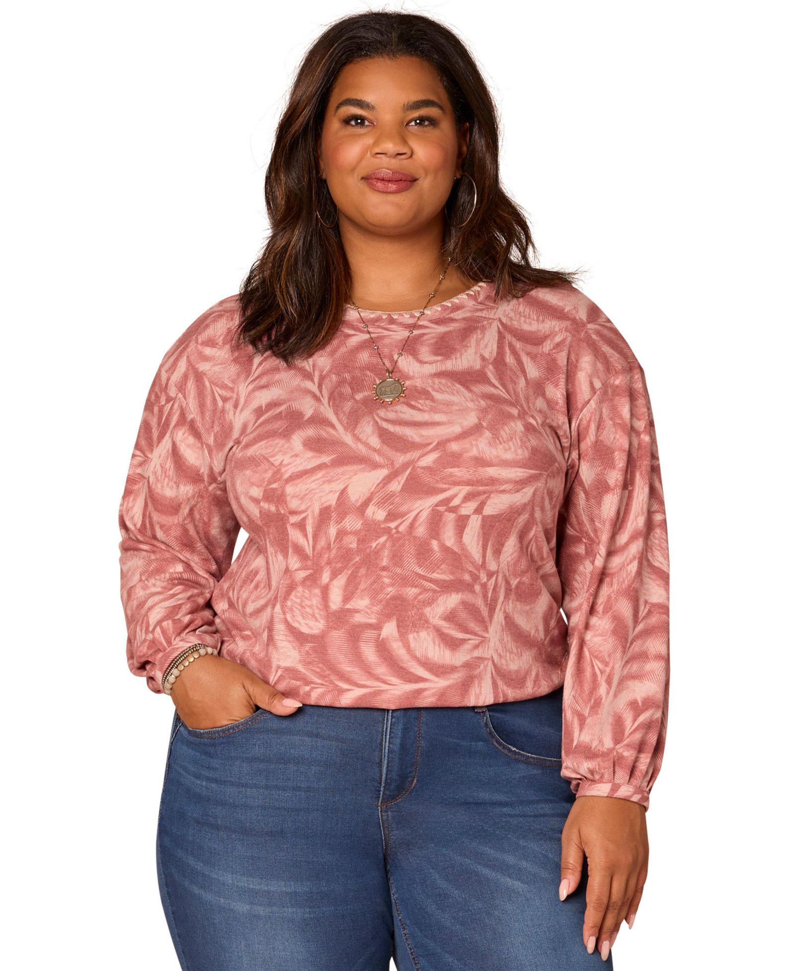 Женский топ Democracy Plus Size Embroidered Scoop-Neck