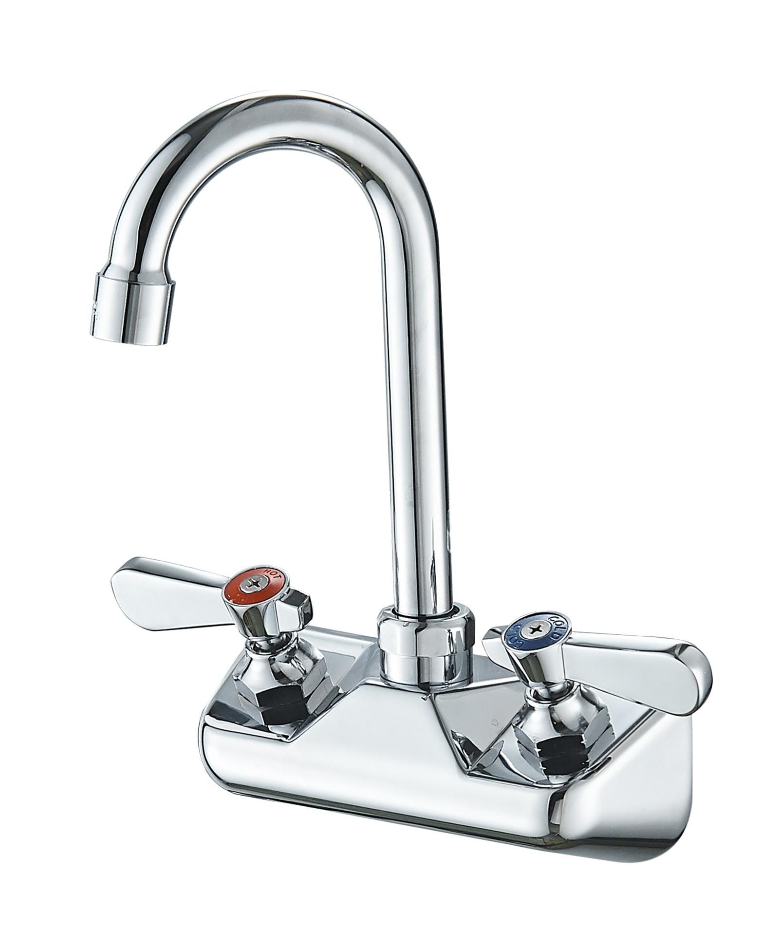Greenspring Double Handle Wall Mount Kitchen Faucet Standard Kitchen Faucet With Swivel Spout 4" Center in Polished Chrome