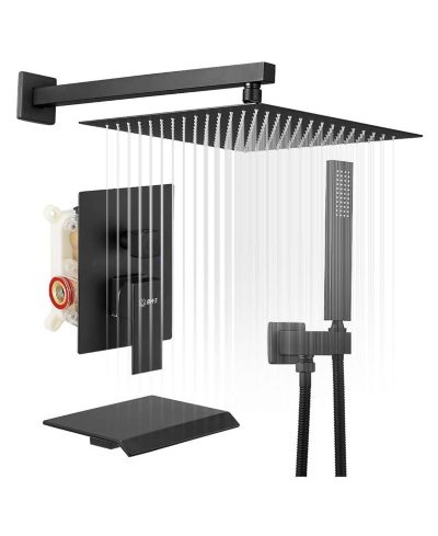 Greenspring Wall Mounted 12" Showerhead Dual Shower Heads with Valve, 3-Spray Patterns, 2.5 GPM