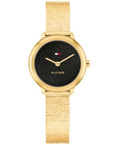Tommy Hilfiger Женский Quartz Gold Tone Stainless Steel Mesh Bracelet Watch, 26mm