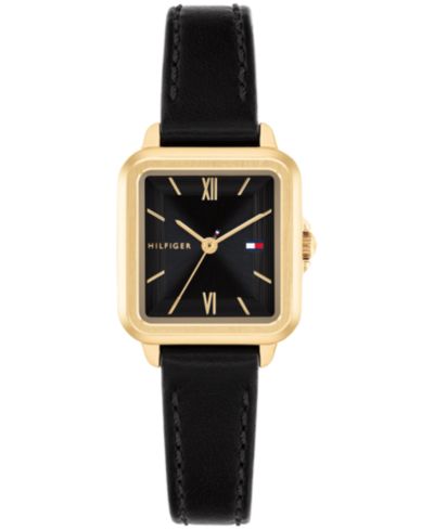 Женские кварцевые часы Tommy Hilfiger Black Leather Strap, 22.5mm
