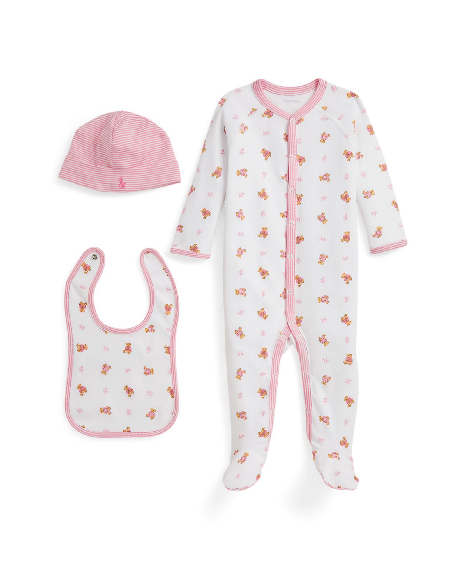 Polo Ralph Lauren Baby Girls' Polo Bear Cotton 3-Piece Gift Set