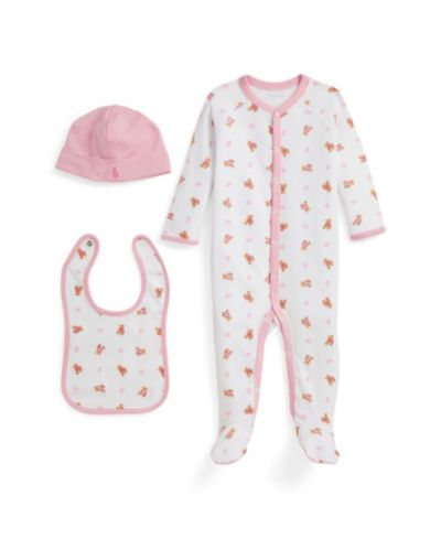 Подарочный набор Polo Ralph Lauren Baby Girls' Polo Bear Cotton 3-Piece