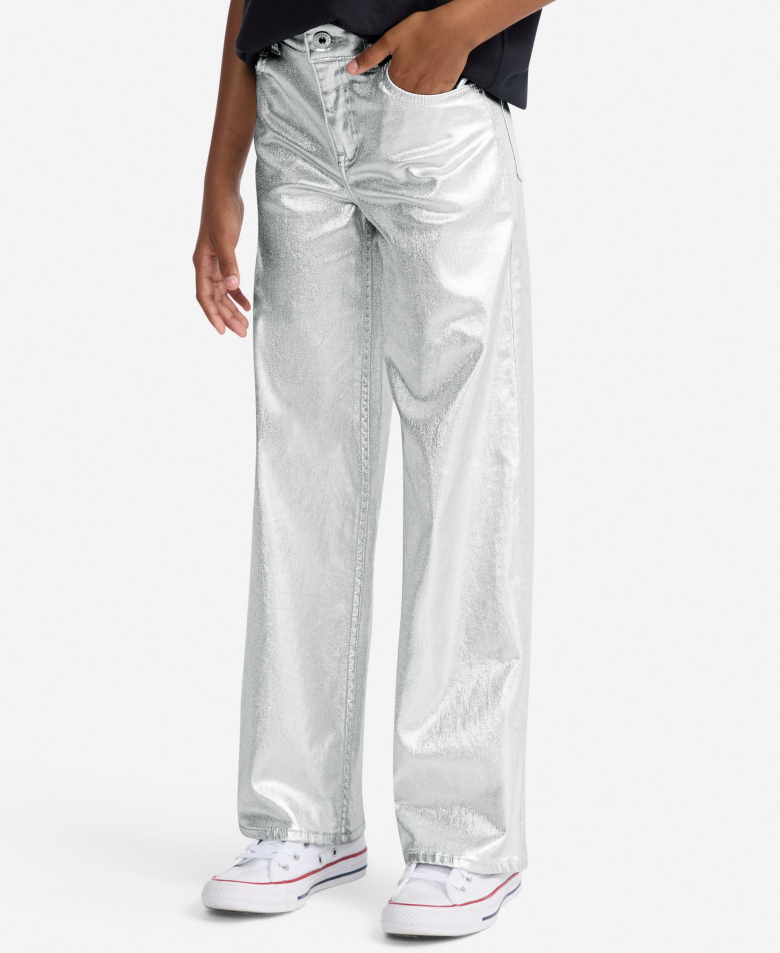 abercrombie kids Girls Shine High Rise Wide Leg Jeans